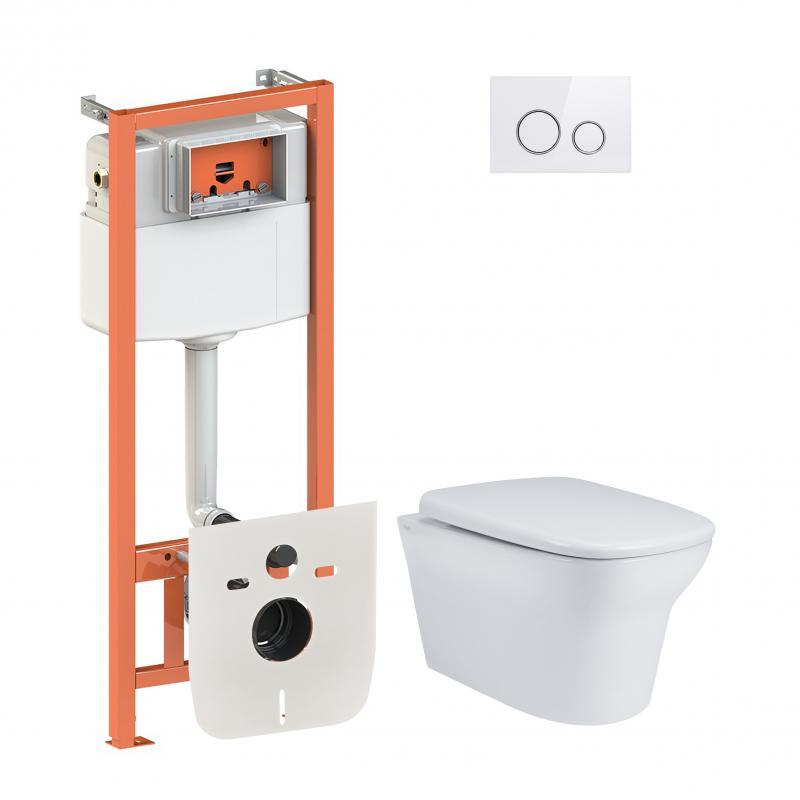 Набір Qtap-інсталяція 4 в 1 з панеллю змиву Nest (QT0133M425 + QT0111M11V1114W) + унітаз із сидінням Gemini, фото 1