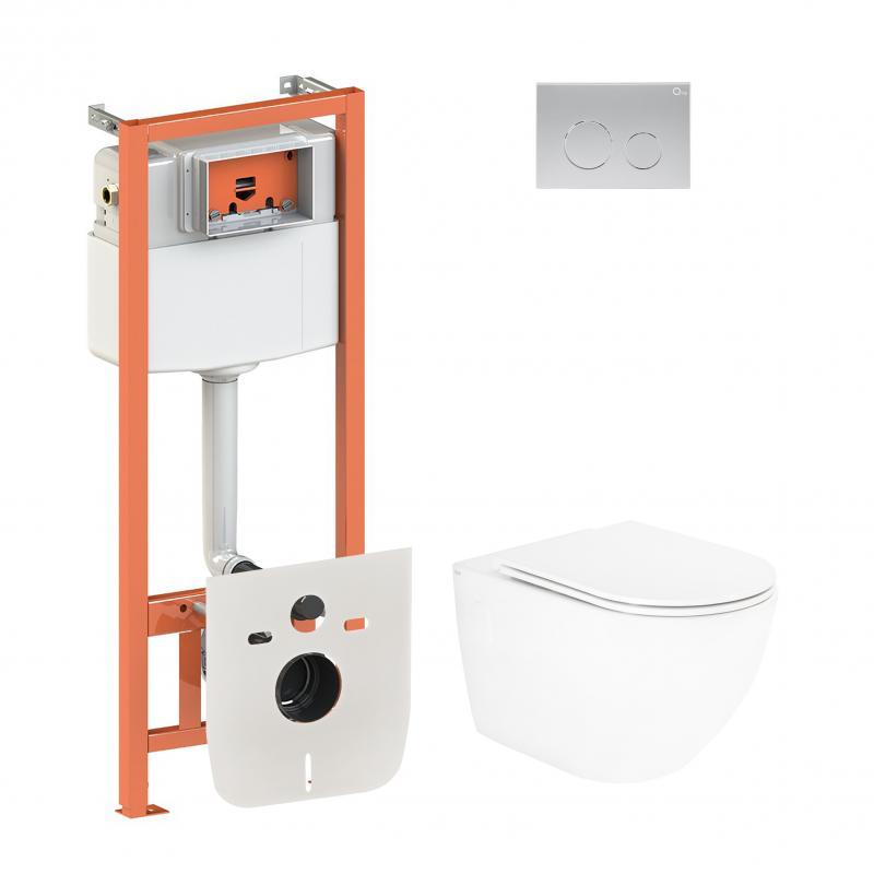 Набір Qtap-інсталяція 4 в 1 з панеллю змиву Nest (QT0133M425 + QT0111M11111SAT) + унітаз із сидінням Robin, фото 1