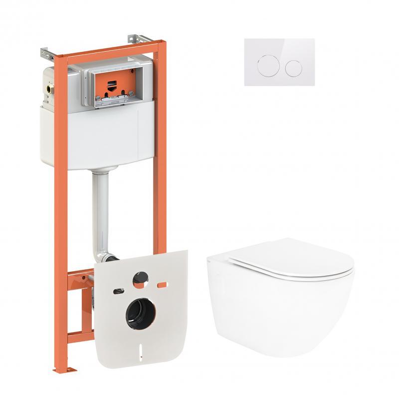 Набір Qtap-інсталяція 4 в 1 з панеллю змиву Nest (QT0133M425 + QT0111M11110W) + унітаз із сидінням Robin