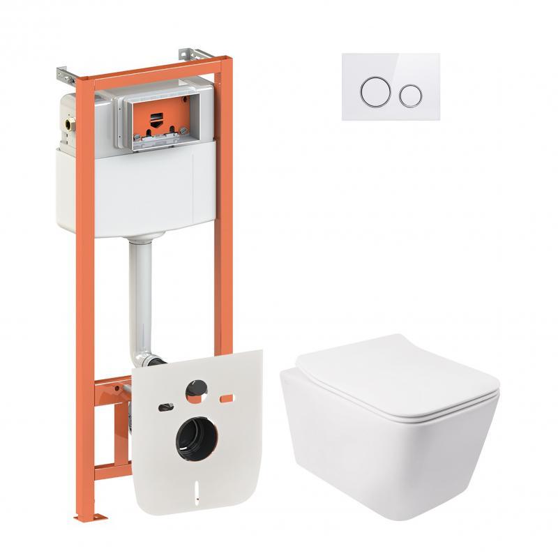 Набір Qtap-інсталяція 4 в 1 з панеллю змиву Nest (QT0133M425 + QT0111M11V1114W) + унітаз із сидінням Crow, фото 1