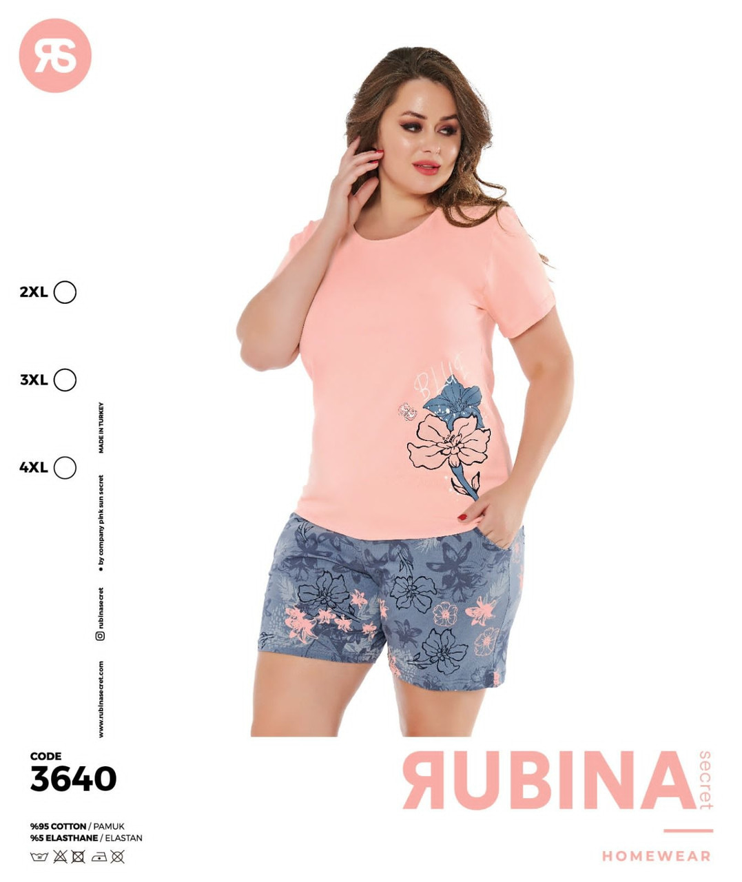 Піжама з шортами великих розмірів,Rubina 3640