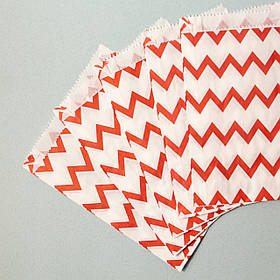 Подарунковий крафт пакет яскравих кольорів 170*30*230 мм Виробництво паперових пакетів крафт з логотипом. Зигзаг Червоний