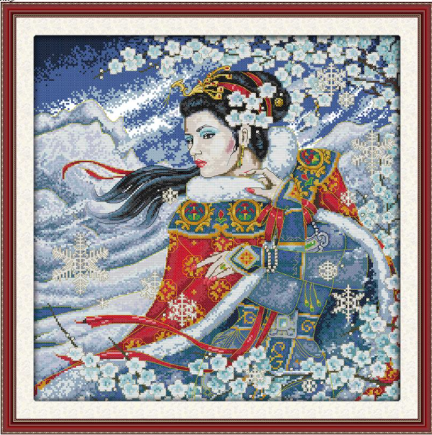 Набір для вишивання хрестиком за нанесеною на канву схемою "The beauty in snow". AIDA 14CT printed, 47*47 см