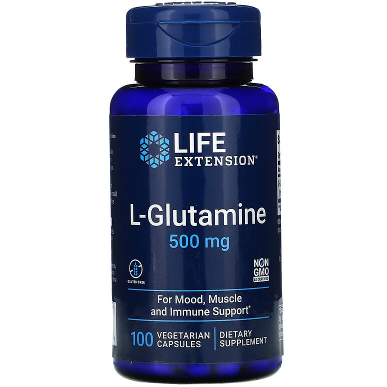 L-глутамін Life Extension "L-Glutamine" 500 мг (100 капсул)
