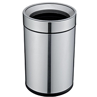 Відро для сміття без кришки з внутрішнім відром Jah353 кругле, сталь Срібло, 10 л (Papatya-TM)