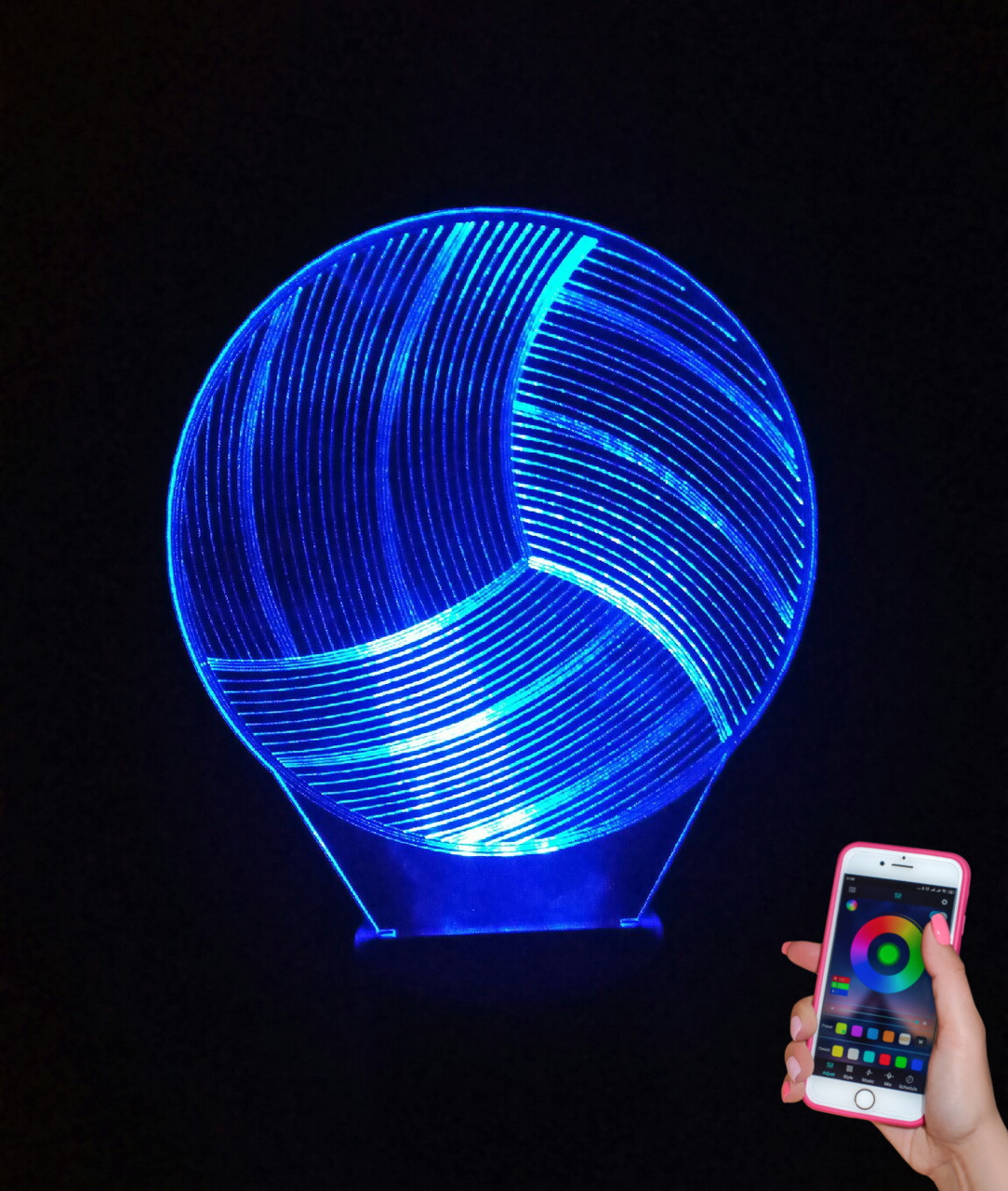 3d-світильник Волейбольний м'яч, 3д-нічник, кілька підсвіток (на bluetooth), фото 1