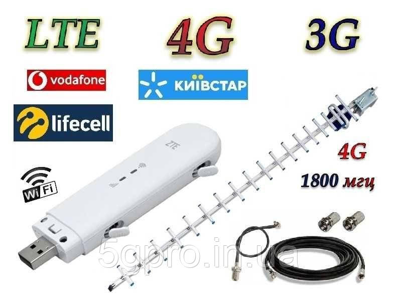 КОМПЛЕКТ роутер з антеною R-net 14,7 дБ Wi-Fi NETIS USB модем 3G Huawei E3372 4 LAN порту k5160