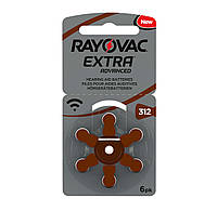 Батарейки для слуховых аппаратов Rayovac Extra, 6 шт. в блистере 312