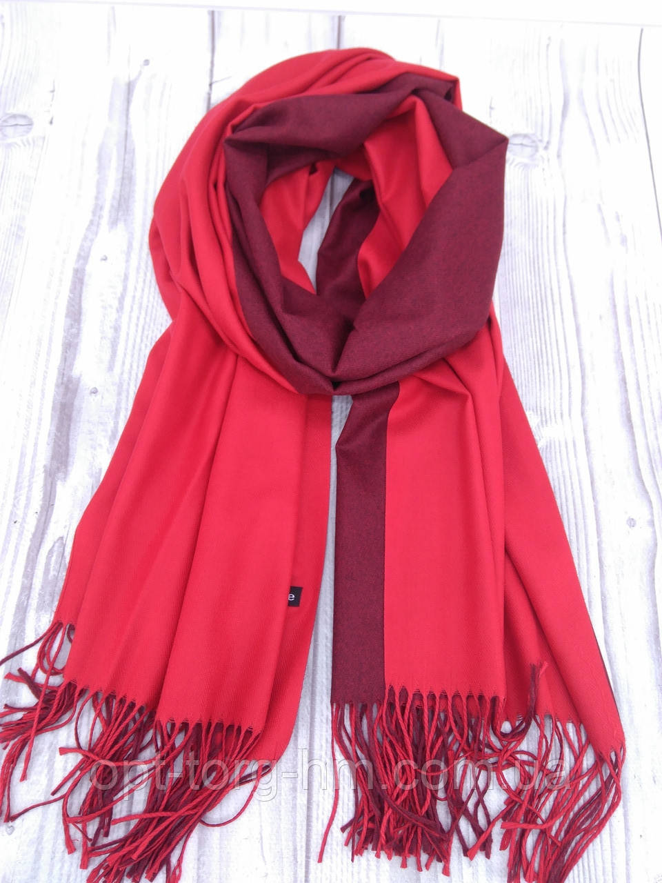 Теплий шарф двоколірний кашемір, фото 1