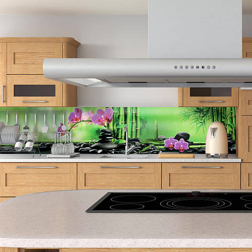 Купить Стеклянное скинали для кухни Кухонный фартук (Цветы) Фиолетовые ...