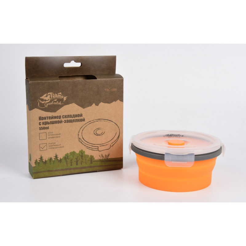 Контейнер складаний з кришкою-засувкою Tramp (550ml) orange