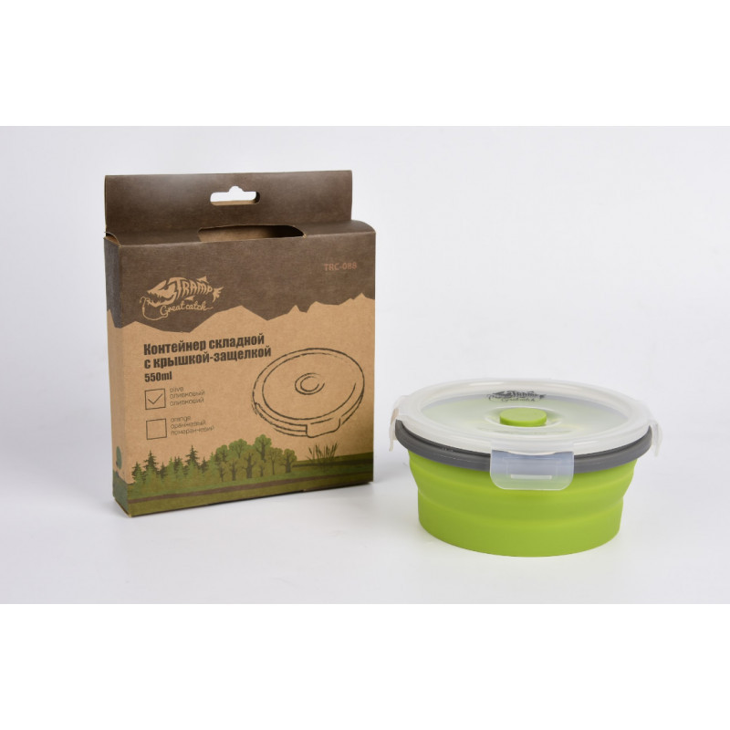 Контейнер складаний з кришкою-засувкою Tramp (550ml) olive
