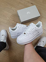 Белые мужские кроссовки Nike Air Force 1 07 Classic Найк Аир Форс обувь повседневная в белом цвете весенние