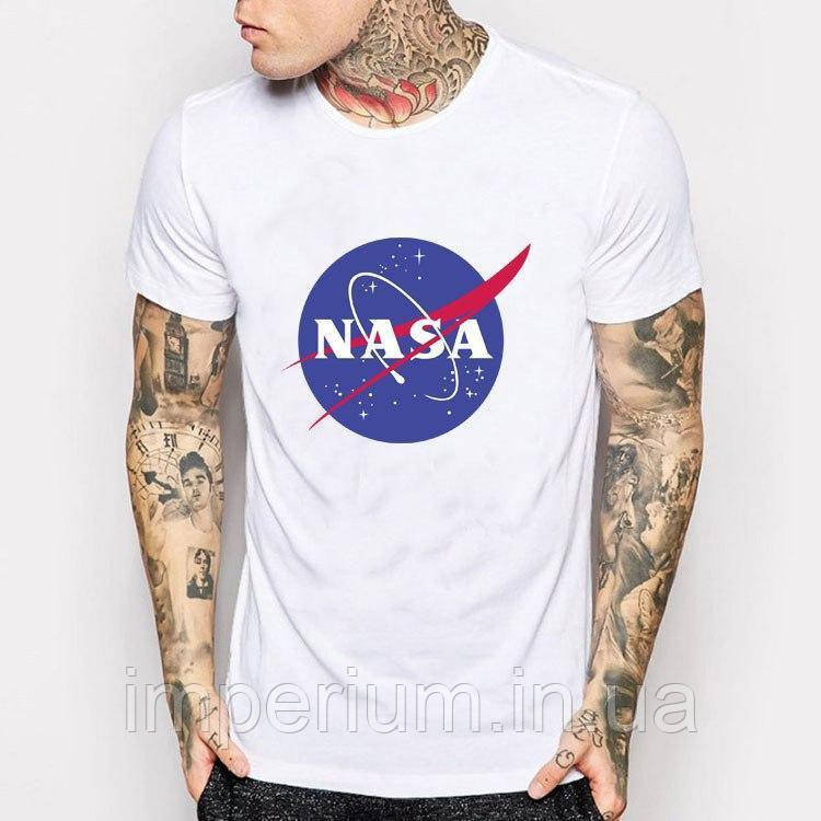Біла футболка наса | принт nasa