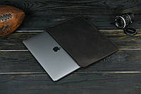 Кожаный чехол для MacBook Дизайн №2, натуральная Винтажная кожа, цвет коричневый, оттенок Шоколад