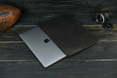 Шкіряний чохол для MacBook Дизайн №2, натуральна Вінтажна шкіра, колір коричневый, відтінок Шоколад