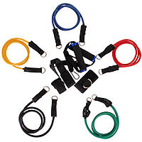 Набір еспандерів багатофункціональний 5 джгутів Power Bands з ручками ET-510