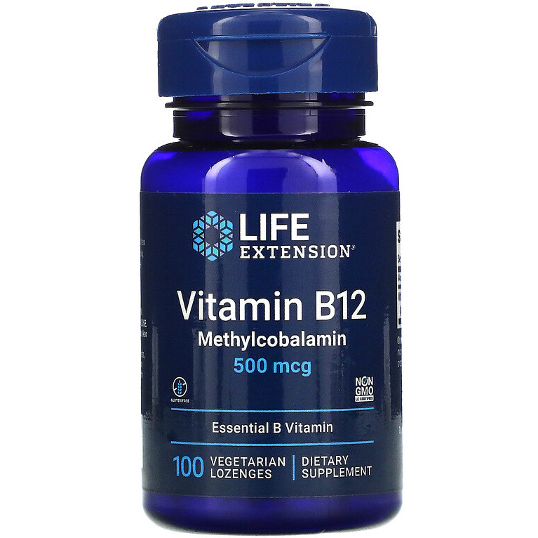 Вітамін В12, Life Extension "Vitamin B-12" метилкобаламін, 500 мкг (100 льодяників)
