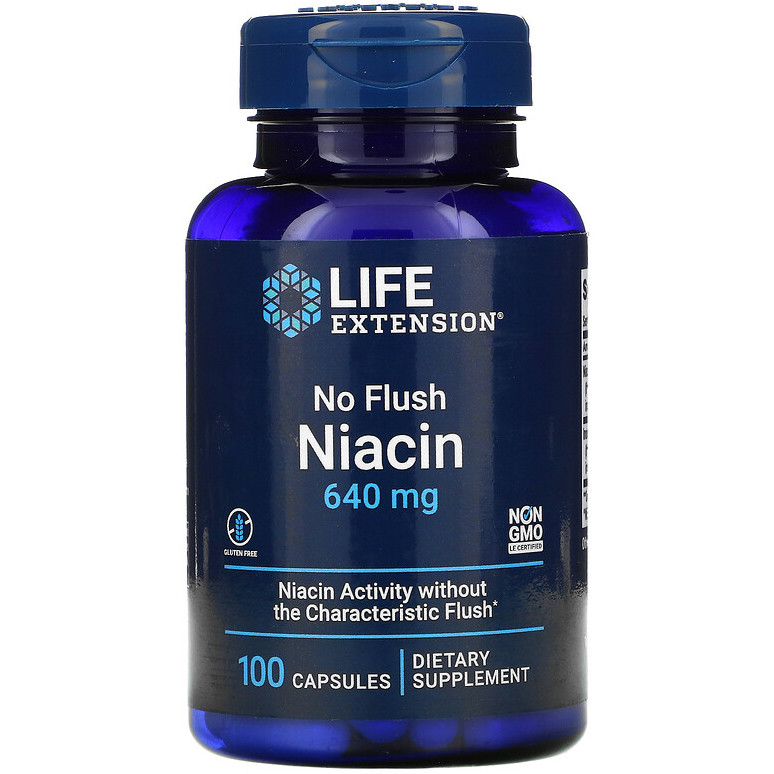 Ніацин Life Extension "No Flush Niacin" вітамін В3, 640 мг (100 капсул)