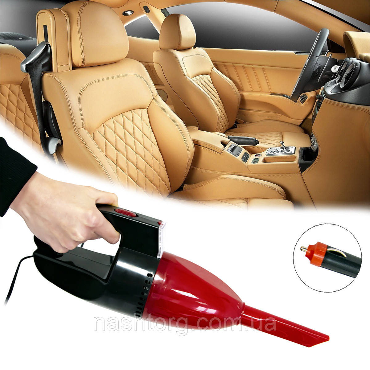 Міні пилосос для машини Car Vacuum Cleaner 12V пилосос для автомобіля, автопилосос для сухого прибирання