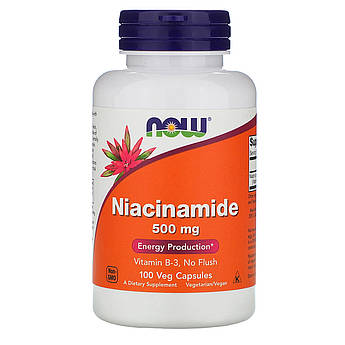 Ніацинамід 500 мг Now Foods Niacinamide вітамін B3 100 вегетаріанських капсул
