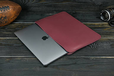 Чохол для MacBook Дизайн №2 з натуральної шкіри колір Бордо