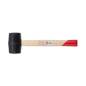 Киянка гумова 350 г.50 мм,чорна гума, дерев'яна ручка INTERTOOL HT-0236 pwtl