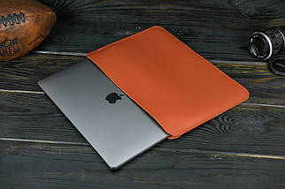 Шкіряний чохол для MacBook Air 13" (2018-2021) Дизайн №2, шкіра Grand, колір Коньяк, фото 3