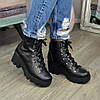 Черевики жіночі шкіряні на шнурівці, фото 3