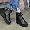 Черевики жіночі шкіряні на шнурівці, фото 4