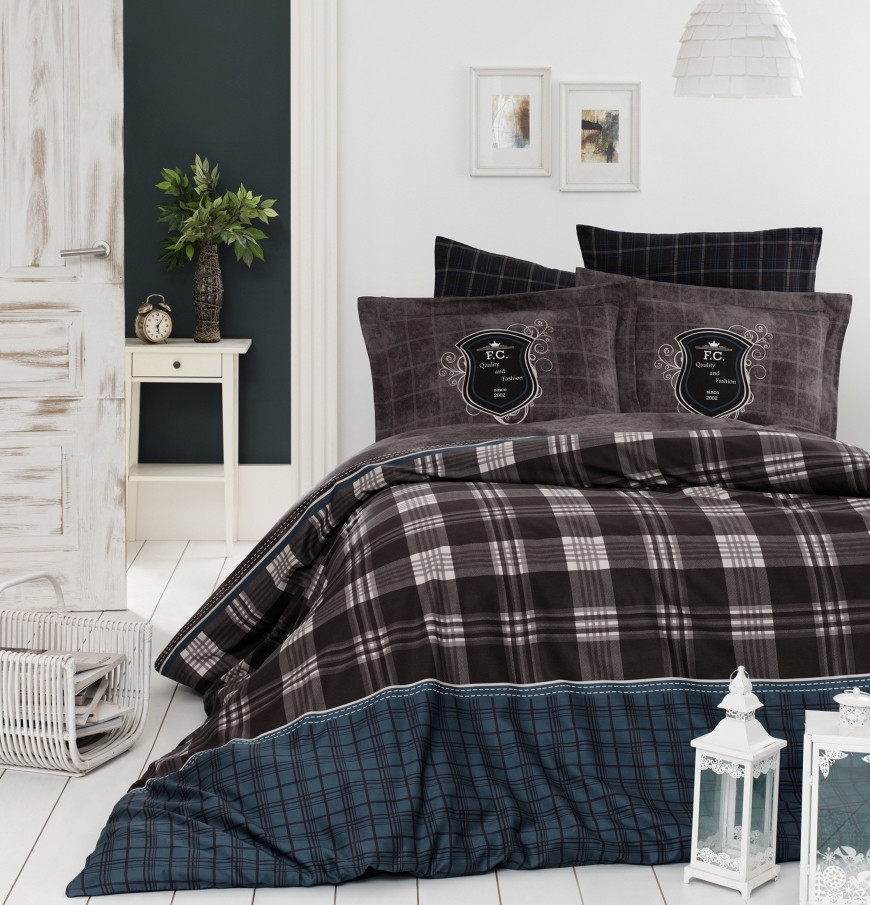 Постільна білизна сатин First Choice Cotton Satin Doris Brown Туреччина євро 200х220см