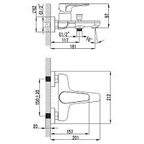 Змішувач MAGGIORE Ø40 для ванни литий CORSO (BE-1C122C) (9608200), фото 4