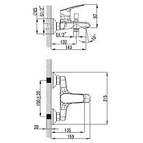 Змішувач SERIO Ø35 для ванни литий CORSO (DC-1C146C) (9626200), фото 5