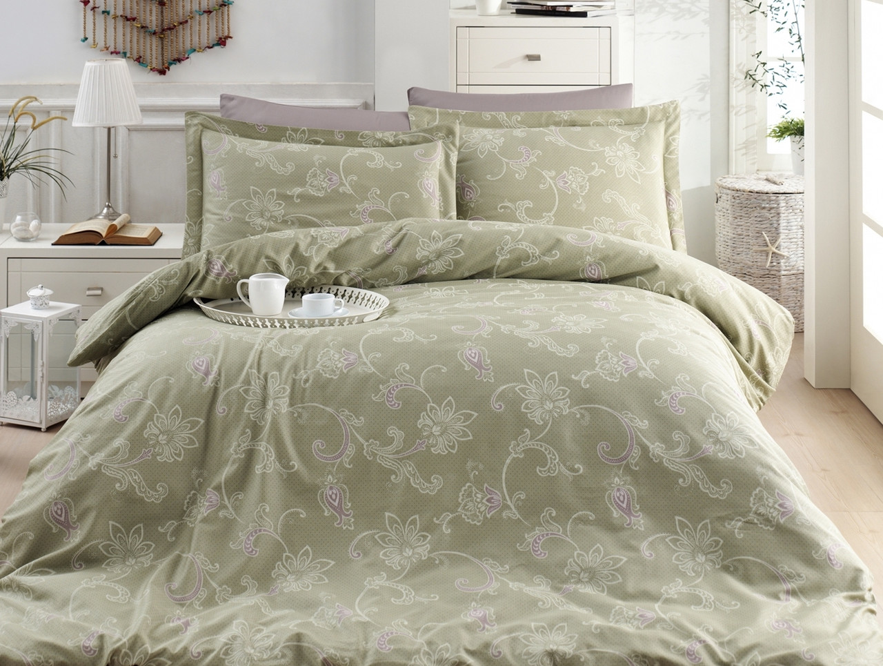 Турецьке Постільна Білизна First Choice Cotton Satin Carmina Green