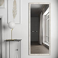 Зеркало на стену в полный рост 168х68 Белое с коричневой патиной Black Mirror для гардеробной комнаты