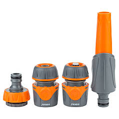 Набір для поливу насадка-розпилювач 2 режими 2 коннектора на шланг 1/2"+адаптер (ABS+TPR) FLORA (5011624)