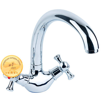Змішувач PL 1/2" для кухні гусак вухо на гайці AQUATICA (PL-4B155C), фото 1