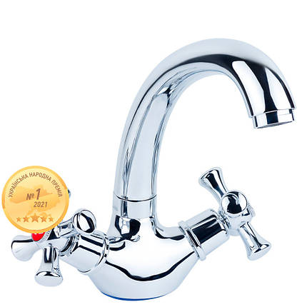 Змішувач PL 1/2" для кухні гусак короткий вухо на гайці AQUATICA (PL-4B355C), фото 1
