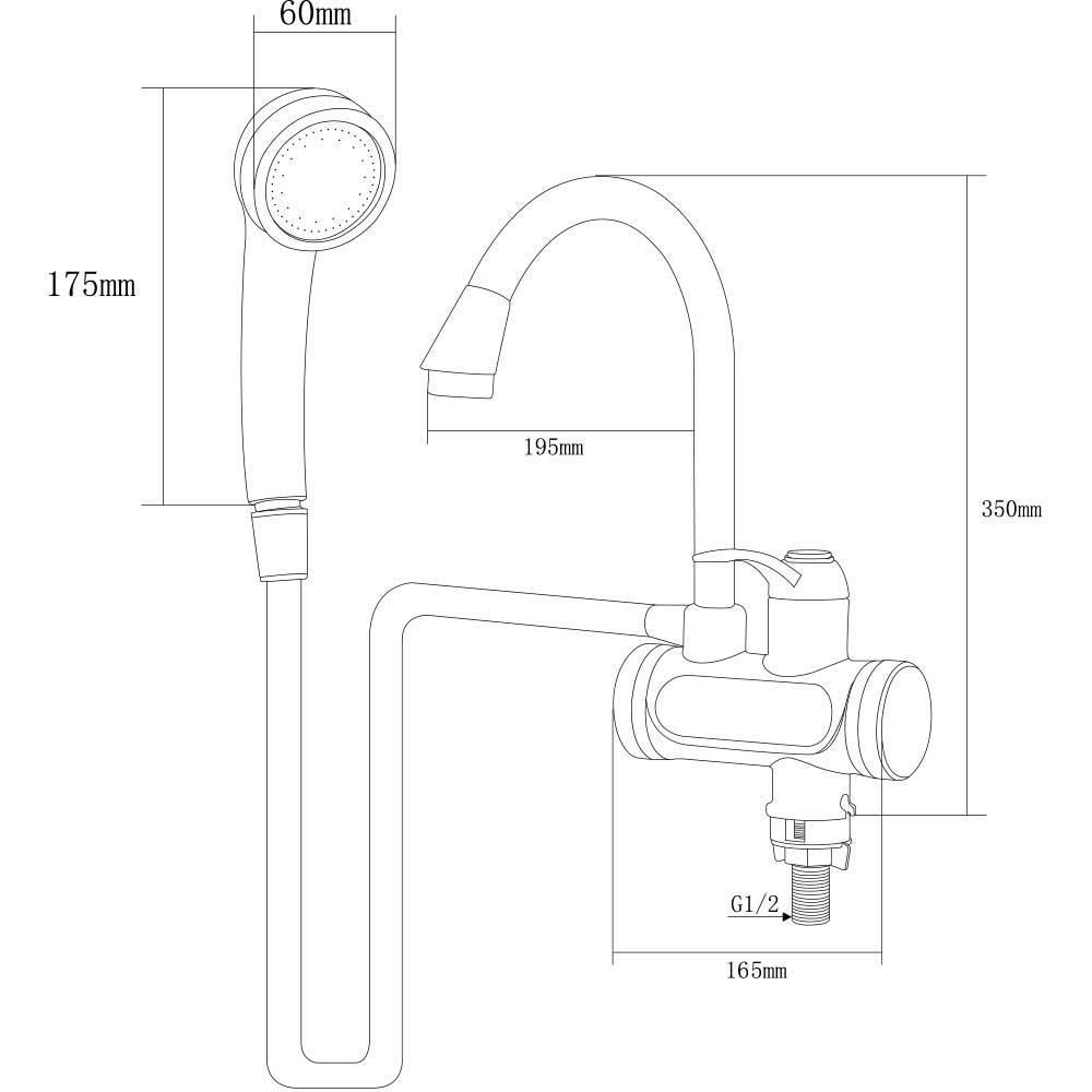 Кран-водонагреватель проточный JZ 3.0кВт 0.4-5бар для ванны гусак ухо на гайке AQUATICA (JZ-6C141W) - фото 3 - id-p1551617333