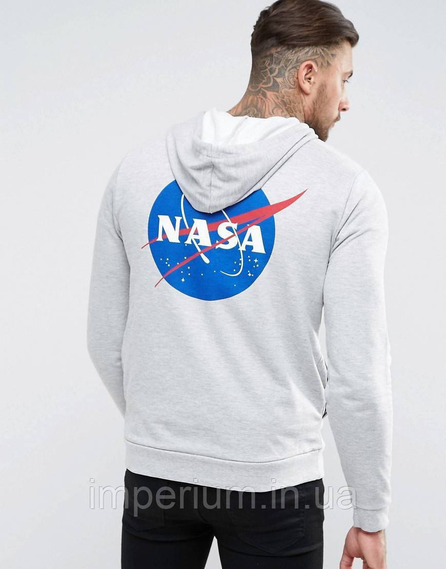 Худі nasa | сіра стильна толстовка наса