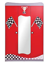 Шкаф одёжный 3х дверный с зеркалом красный, фото 3