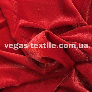 Тканина Оксамит-люрекс із напиленням Червоний