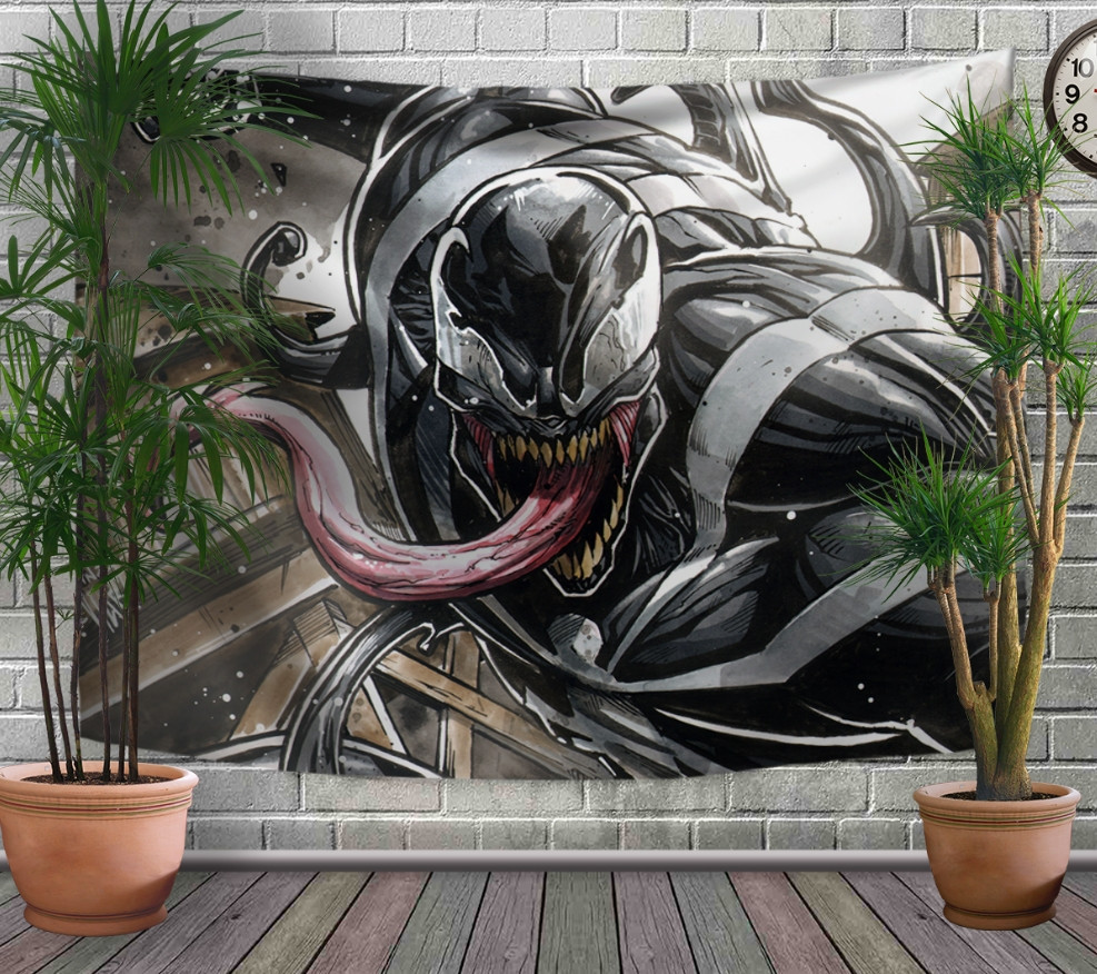 Панно - тапестри (гобелен) с 3D принтом Venom-2.«Веном: Да будет Карнаж» 240х140 см.