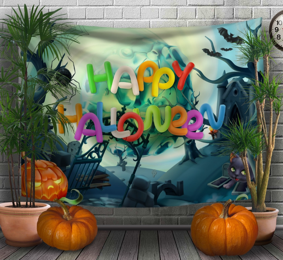 Панно - тапестри (гобелен) с 3D принтом Halloween. Хелловін 240х140 см.