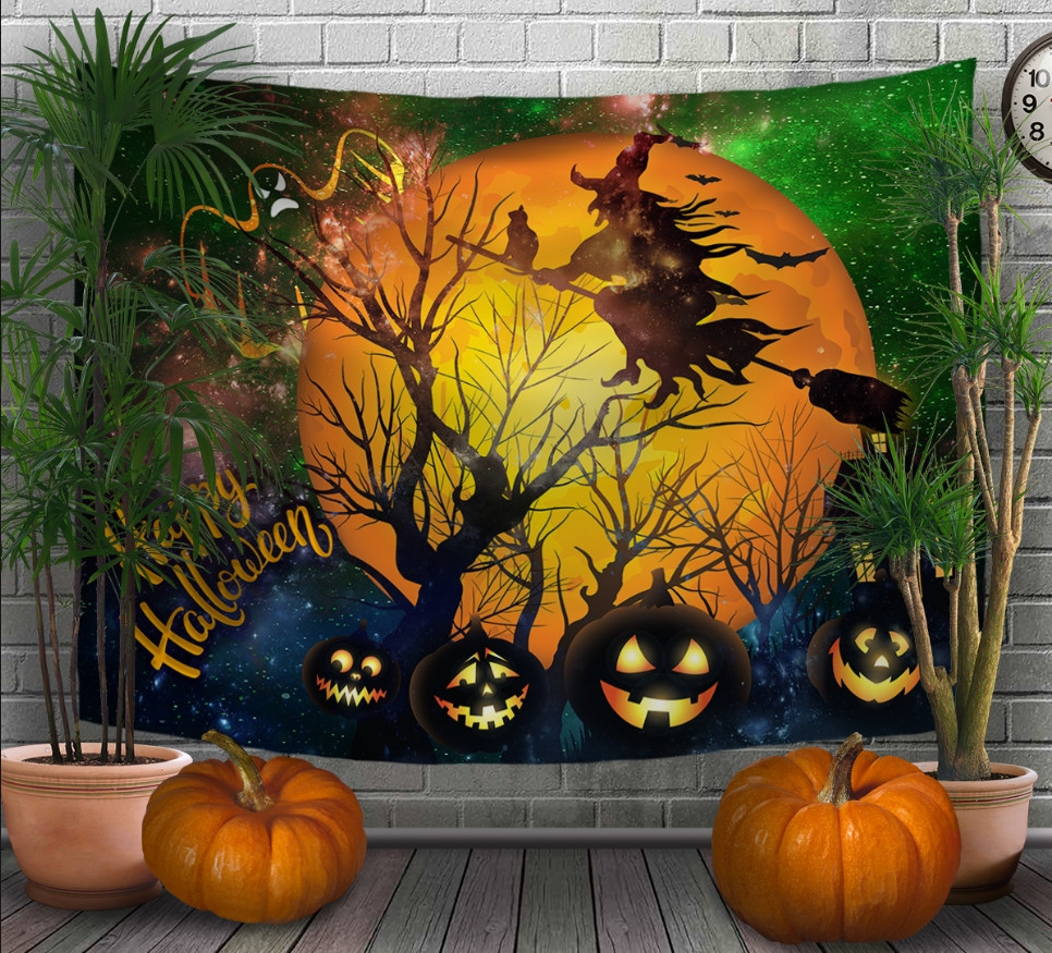 Панно - тапестри (гобелен) с 3D принтом Halloween. Хелловін.Відьма 240х140 см.