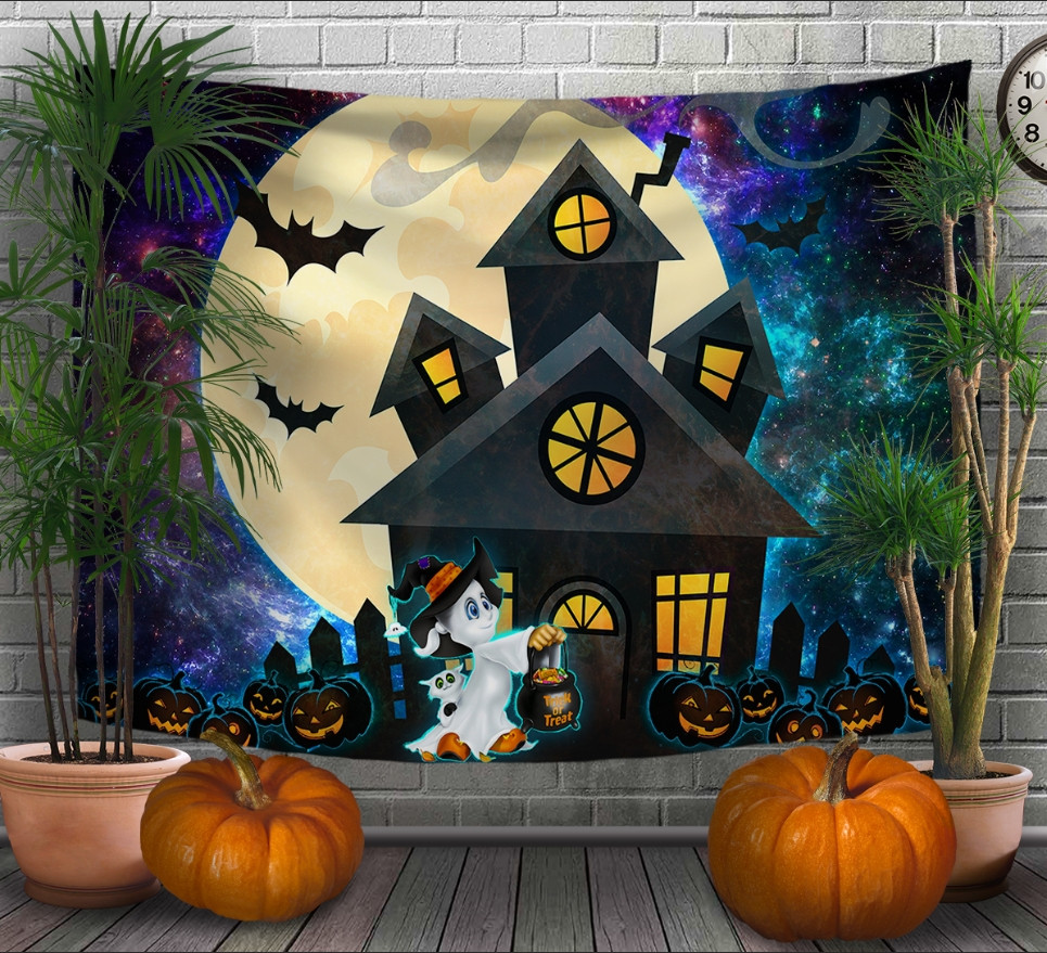 Панно - тапестри (гобелен) с 3D принтом Halloween. Хелловін. Привід 240х140 см.