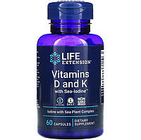 Витамины D и K с йодом Life Extension "Vitamins D and K with Sea-Iodine" (60 капсул)