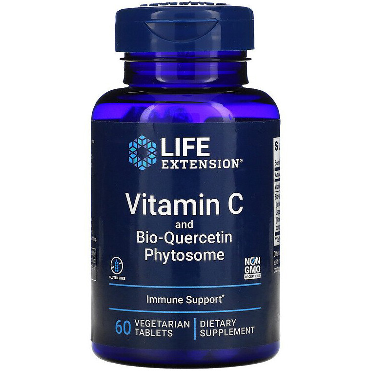 Вітамін C і біокверцетин Life Extension "Vitamin C and Bio-Quercetin Phytosome" 1000 мг (60 таблеток), фото 1