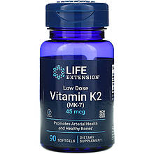 Вітамін К2, Life Extension "Low Dose Vitamin K2 (MK-7)" 45 мкг (90 гелевих капсул)