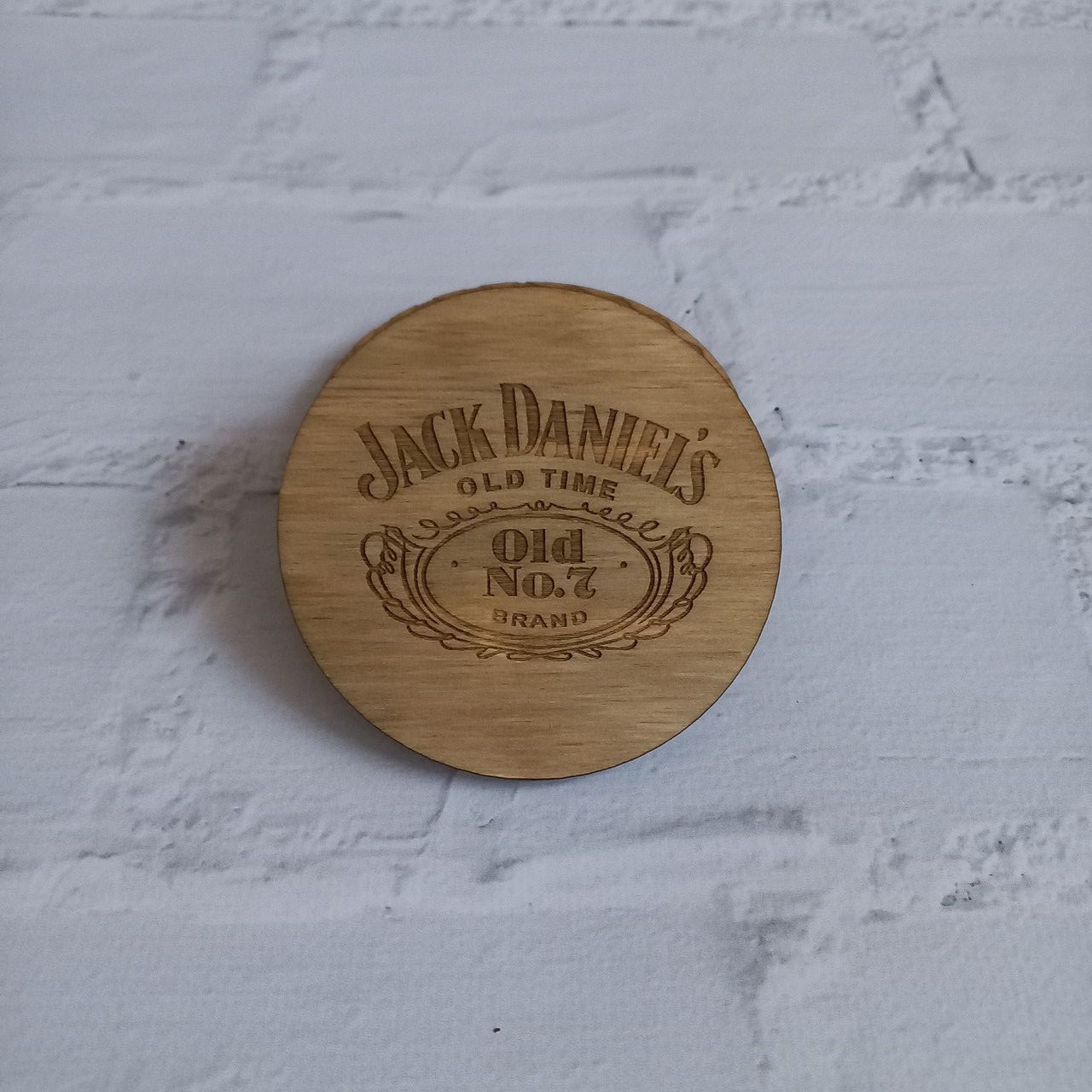 Підставка під стакан віскі Jack Daniels дерев'яна з гравіюванням 8см. Костери під віскі. Костери круглі